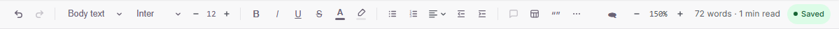 The editor toolbar: undo and redo, paragraph style and font dropdowns, a text-size stepper, bold, italic, underline, strikethrough, color and highlight swatches, lists, alignment, indent, insert buttons, and the overflow menu.